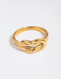 Waterproof Gold Plated Stainless Steel Classic Knotted Ring - link has visual effect only