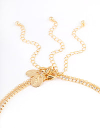 Gold Plated Cupchain Diamante & Freshwater Pearl Layered Necklace - link has visual effect only