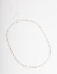 Silver Plated Cubic Zirconia Baguette Cupchain Necklace - link has visual effect only