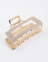 Gold Dazzling Rectangle Hair Claw Clip - link has visual effect only