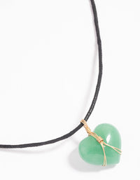 Gold Green Aventurine Wrap Heart Pendant Necklace - link has visual effect only