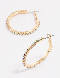 Gold Mixed Size Diamante Hoop Earrings - link has visual effect only