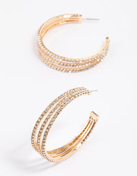 Gold Triple Illusion Statement Hoop Earrings - link has visual effect only