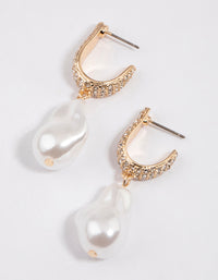 Gold Pave Pearl Drop Earrings - link has visual effect only