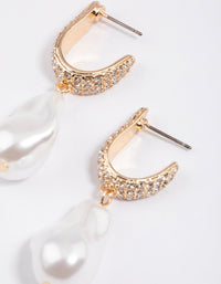 Gold Pave Pearl Drop Earrings - link has visual effect only