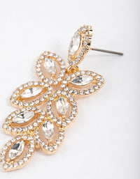 Gold Flower Cut Out Diamante Drop Earrings - link has visual effect only