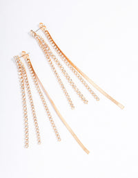 Gold Slim Mixed Chain Earrings - link has visual effect only