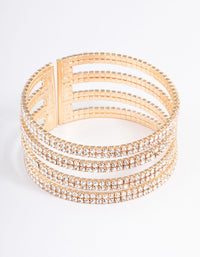 Gold Four Row Cup Chain Cuff Bangle - link has visual effect only