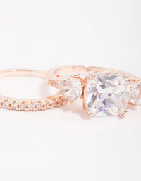 Rose Gold Triple Stone Ring Set - link has visual effect only