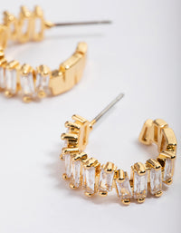 Gold Plated Organic Cubic Zirconia Baguette Hoop Earrings - link has visual effect only