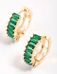 Gold Plated Cubic Zirconia Classic Baguette Hoop Earrings - link has visual effect only