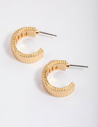 Gold Plated Cubic Zirconia Wide Baguette Hoop Earrings - link has visual effect only