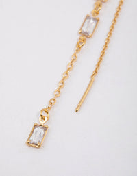 Gold Plated Cubic Zirconia Baguette Threader Drop Earrings - link has visual effect only