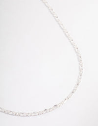 Silver Plated Cubic Zirconia Round & Baguette Tennis Necklace - link has visual effect only