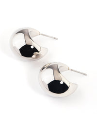 Silver Smooth Round Mini Hoop Earrings - link has visual effect only