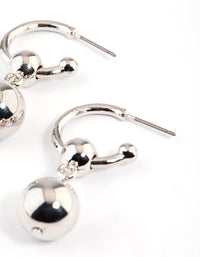 Rhodium Orb Drop Hoop Earrings - link has visual effect only