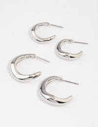 Silver Wave Match Hoop Earrings Pack - link has visual effect only