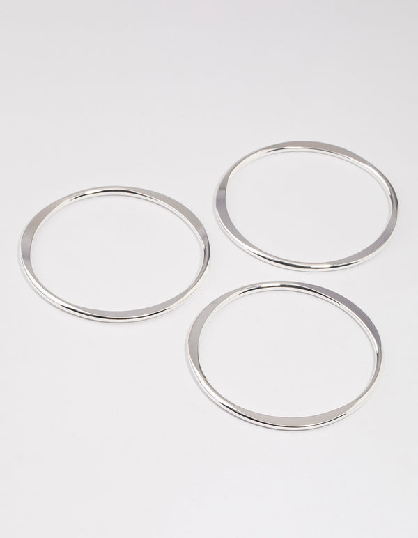 Silver Smooth Organic Bangle Pack