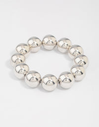 Rhodium Round Ball Stretch Bracelet - link has visual effect only