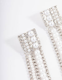 Rhodium Statement Long Mixed Drop Earrings - link has visual effect only