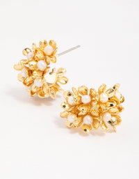 Gold Plated Freshwater Pearl Flower Hoop Earrings - link has visual effect only