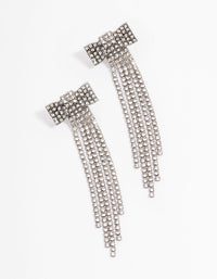 Gunmetal Cup Chain Black Bow Midi Drop Earrings - link has visual effect only