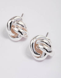 Silver Plated Classic Knotted Stud Earrings - link has visual effect only