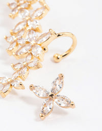 Gold Cubic Zirconia Flower Trail Ear Cuff - link has visual effect only