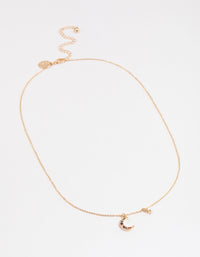 Gold Mixed Diamante Moon Pendant Necklace - link has visual effect only