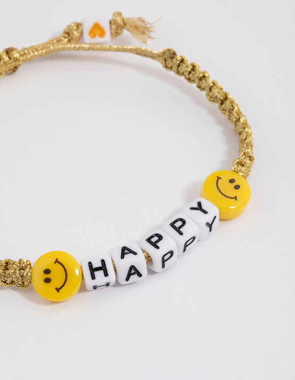 Fabric Happy Smiley Face Bracelet