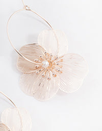 Rose Gold Metalic Flower Hoop Earrings - link has visual effect only