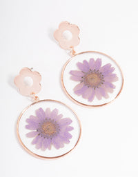 Rose Gold Floating Flower Drop Earrings - link has visual effect only