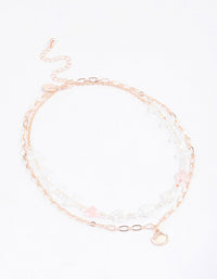 Rose Gold Beaded Shell Layered Necklace - link has visual effect only