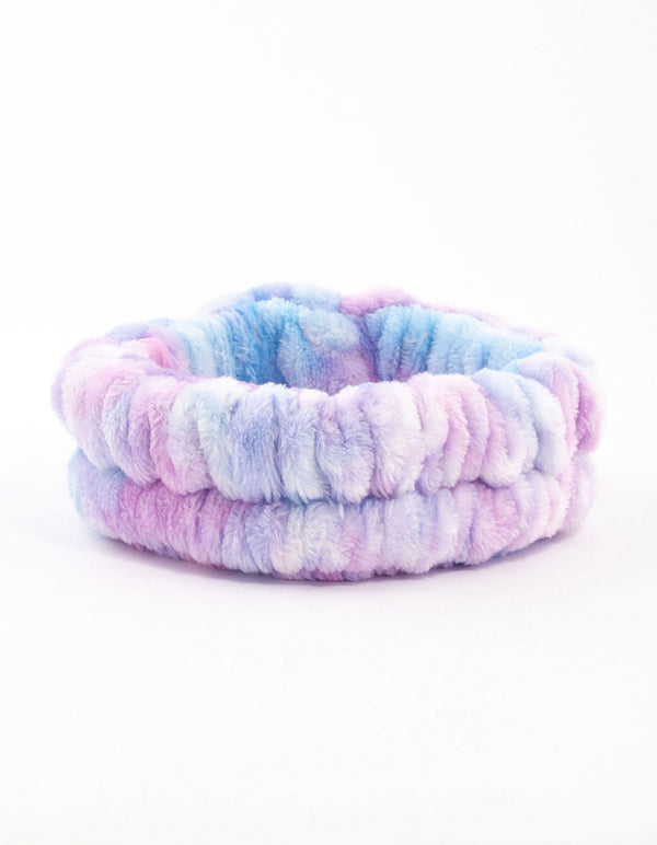 Tie Dye Blue & Purple Fluffy Headband