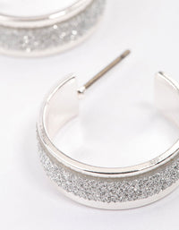 Silver Glitter Hoop Earrings & Polishing Set - link has visual effect only