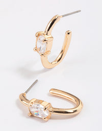 Gold Diamante Oval Hoop Earrings & Polishing Set - link has visual effect only