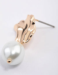 Gold Molten Pearl Drop Earrings & Polishing Set - link has visual effect only