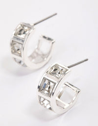 Silver Square Stone Hoop Earrings & Polishing Set - link has visual effect only