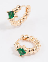 Gold Twisted Huggie Diamante Earrings & Polishing Set - link has visual effect only