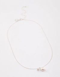 Silver Freshwater Pearl Diamante Drop Necklace & Polishing Set - link has visual effect only