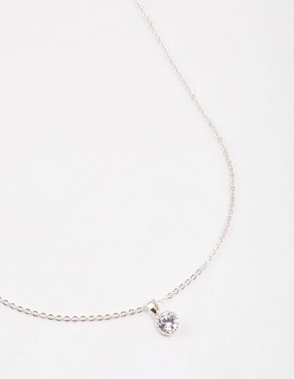 Silver Encased Diamante Drop Necklace & Polishing Set