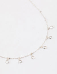 Silver Bezel Diamante Droplet Necklace & Polishing Set - link has visual effect only