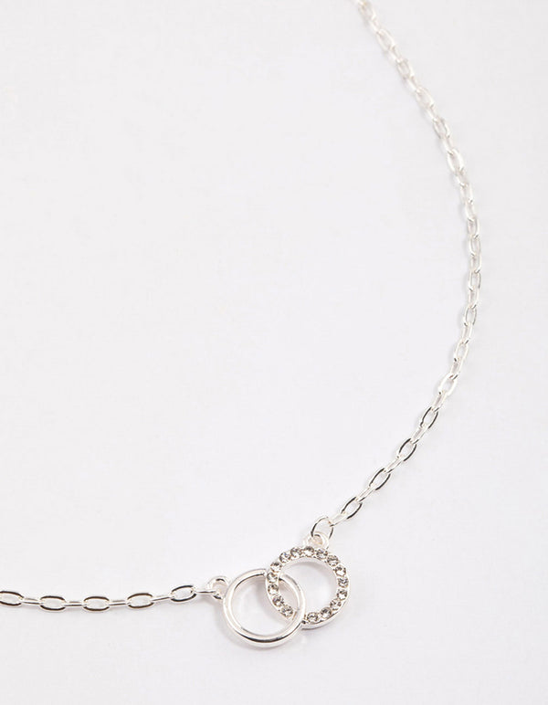 Silver Linked Circle Diamante Necklace & Polishing Set