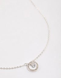 Silver Diamante Drop Open Circle Necklace & Polishing Set - link has visual effect only