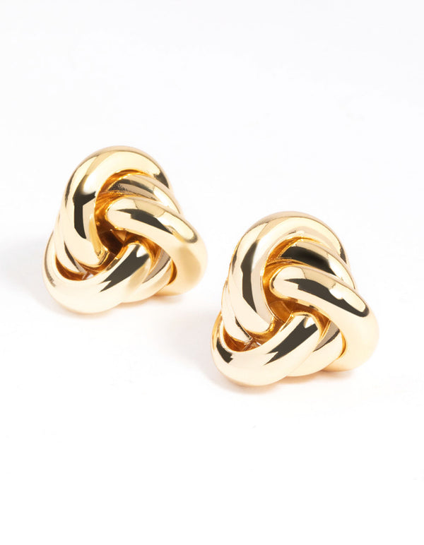 Gold Plated Classic Knotted Stud Earrings