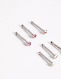 Surgical Steel Multi Cubic Zirconia Clear Nose Stud 6-Pack - link has visual effect only