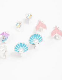 Kids Blue Sea Clip On Stud Earrings 6-Pack - link has visual effect only