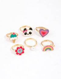 Kids Panda & Flower Ring 6-Pack - link has visual effect only