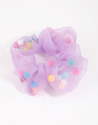 Kids Fabric Statement Pom Pom Hair Scrunchie - link has visual effect only