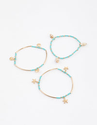 Gold Bold Bar Starfish Adjustable Bracelet - link has visual effect only